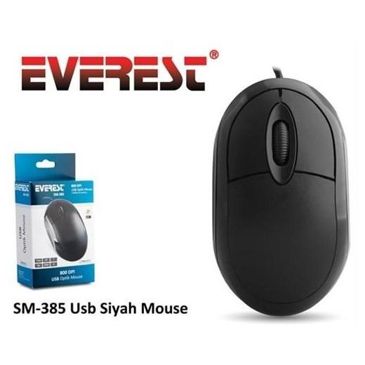 EVEREST SM-385 KABLOLU USB SİYAH 1200DPI OPTİK MOUSE 